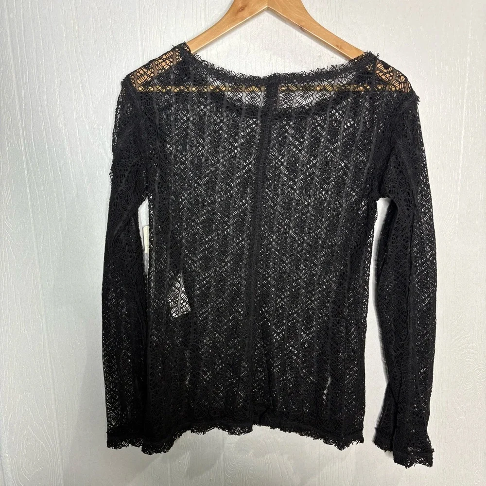 NWT Free People On the Road twisted lace top black size medium
